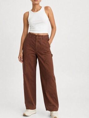 Aritzia Wide Leg Utility Pants in Chocolate